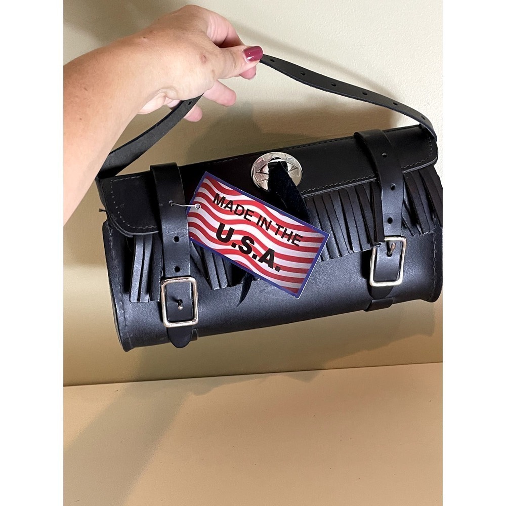 Genuine Leather Motorcycle Windshield Concho Tool Gear Bag NWT